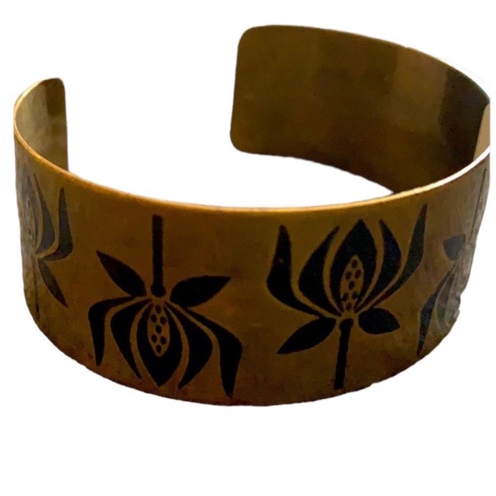 Solid Brass India Cuff Bracelet Bohemian Boho Jew… - image 1